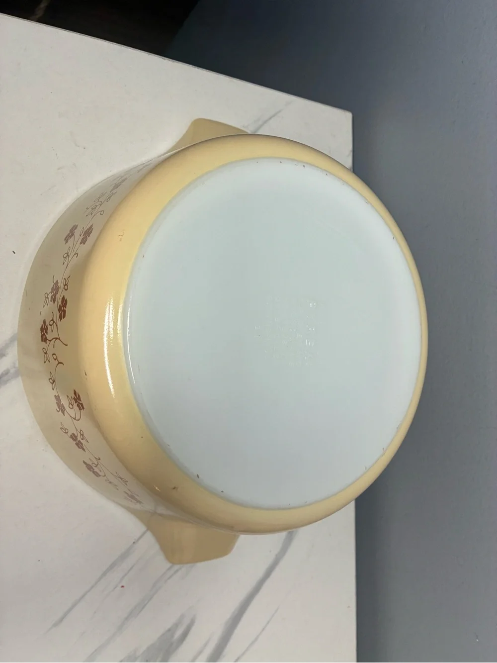 Pyrex Trailing Flowers 475-B 2.5 Qt Casserole Tan Brown Floral 1970s